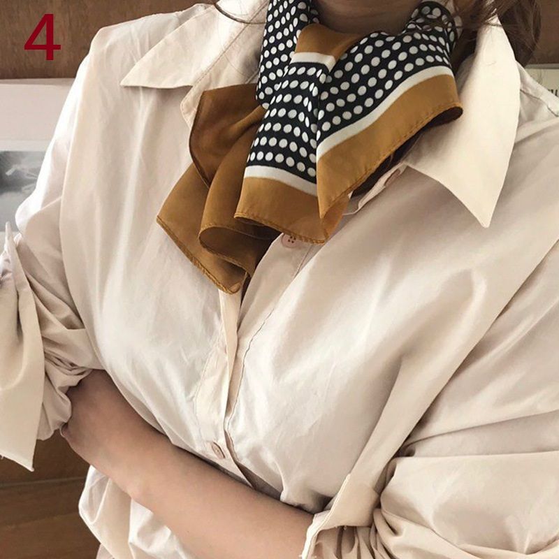 スカーフ 水玉模様がかわいらしい上品な絹風スカーフ