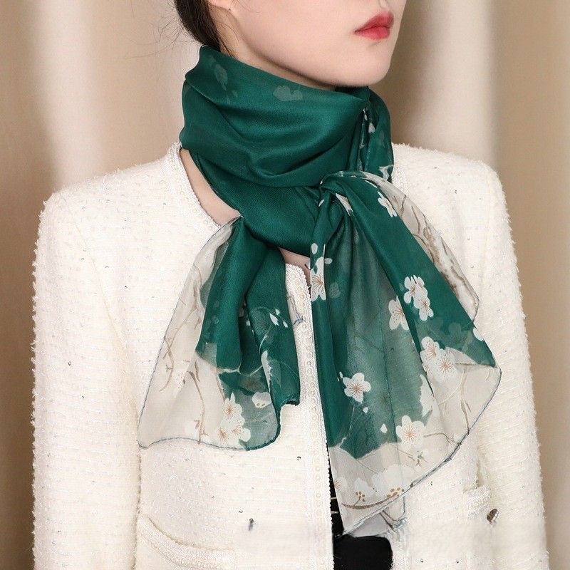 スカーフ 上品な花柄シフォンスカーフ