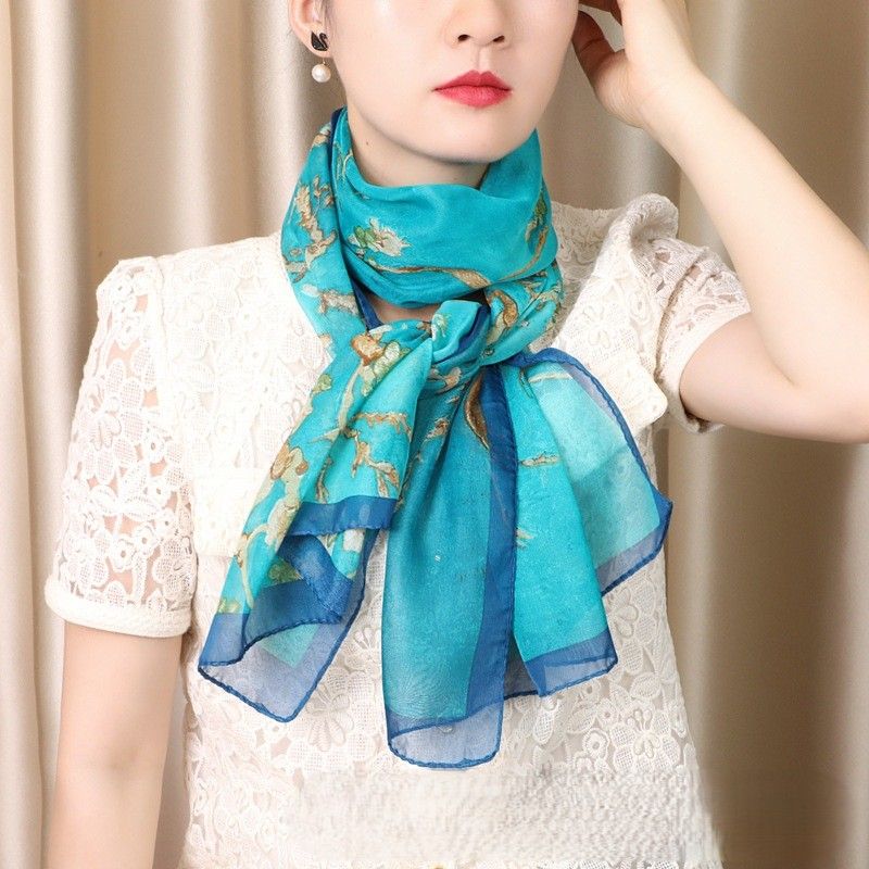 スカーフ 優雅な花柄シフォン薄手スカーフ