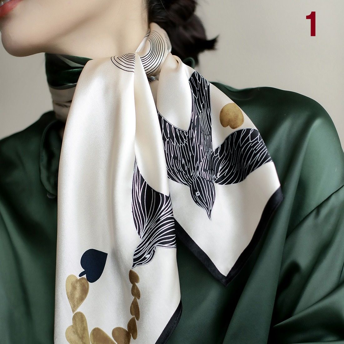 スカーフ 大判シルクタッチ多彩柄スカーフ