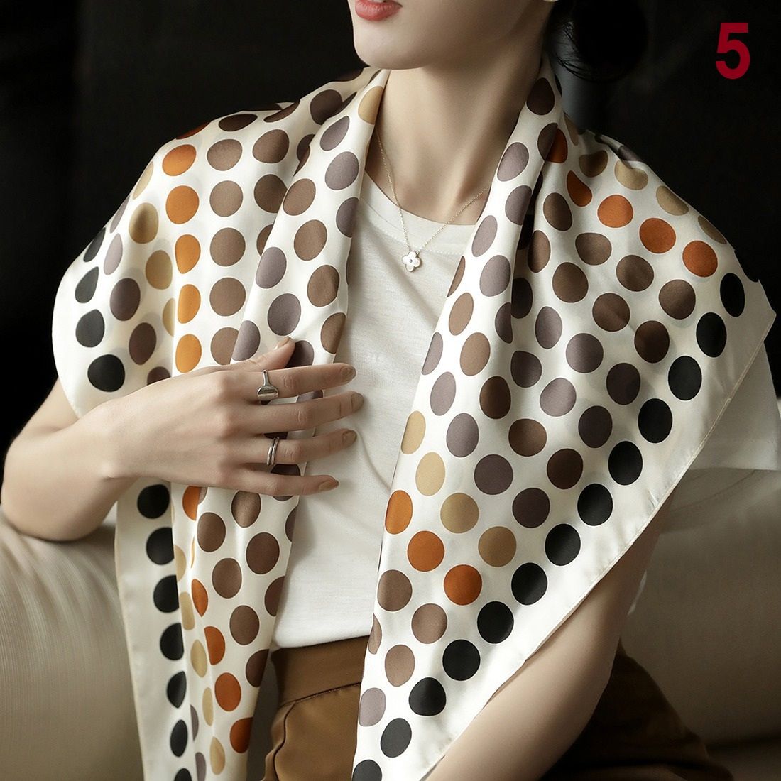 スカーフ 大判シルクタッチ多彩柄スカーフ