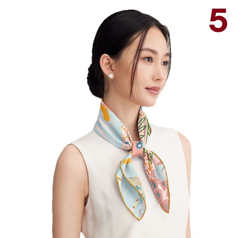 スカーフ 上品な幾何学模様シルク風スカーフ