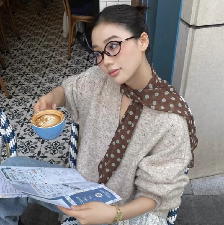 スカーフ エレガント水玉シルク風スカーフ