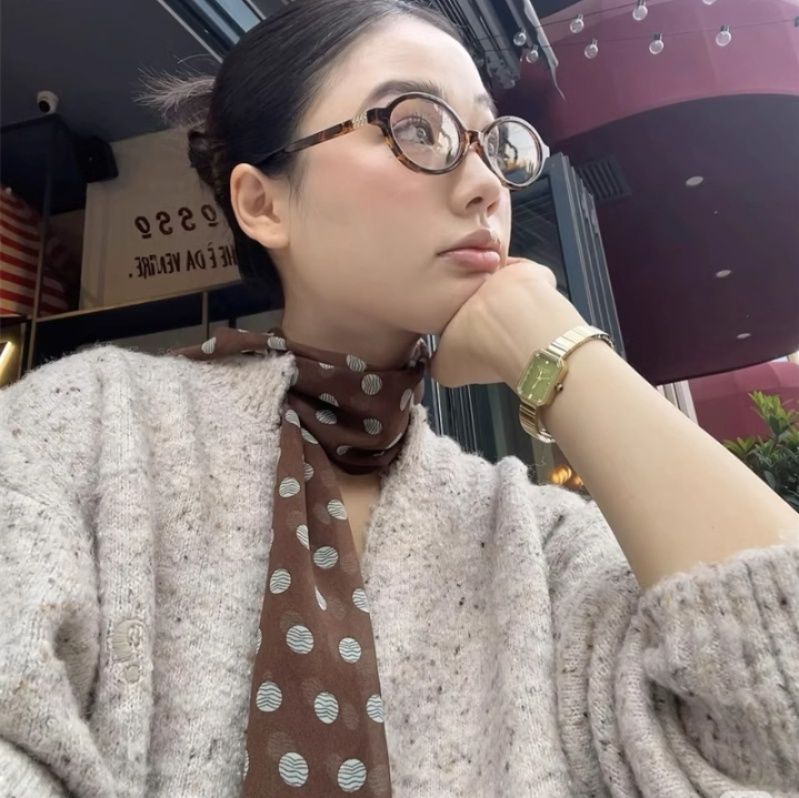 スカーフ エレガント水玉シルク風スカーフ