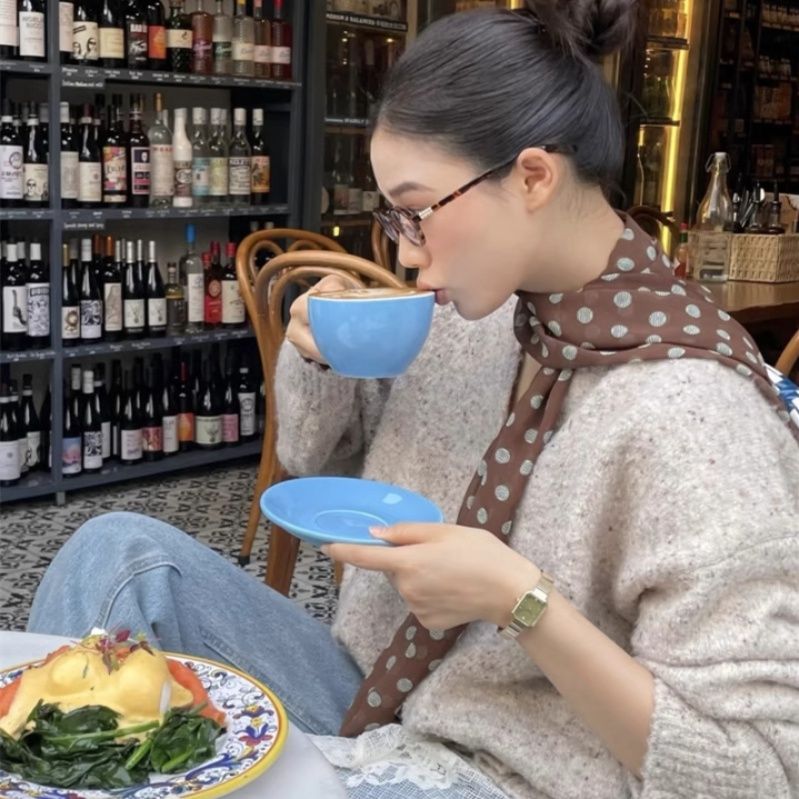 スカーフ エレガント水玉シルク風スカーフ