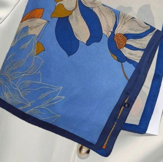 スカーフ エレガント幾何学模様とボタニカル柄スカーフ