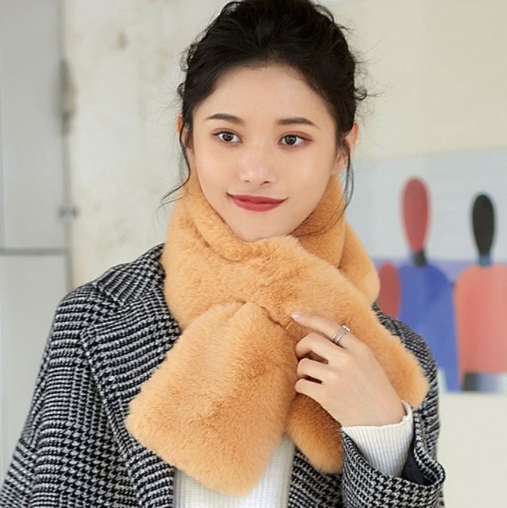 スカーフ ふんわり柔らかスカーフ巻き付けタイプ　ファー