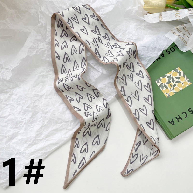 スカーフ 幾何学模様とハート柄の細長スカーフ