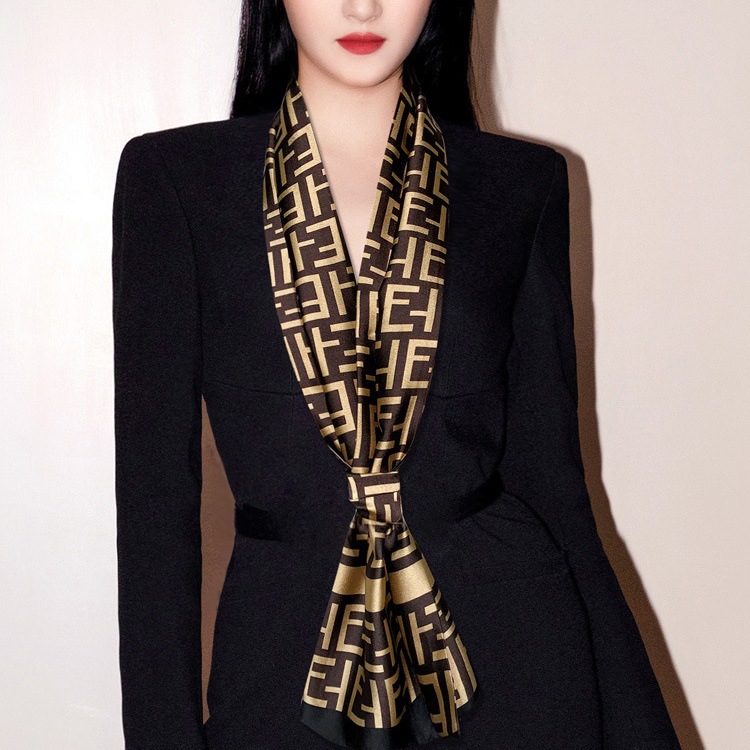 スカーフ 幾何学模様ロングスカーフ細巾タイプ