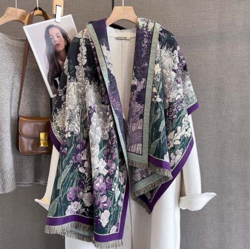 スカーフ 花柄大判ストール 秋冬マフラー レディース