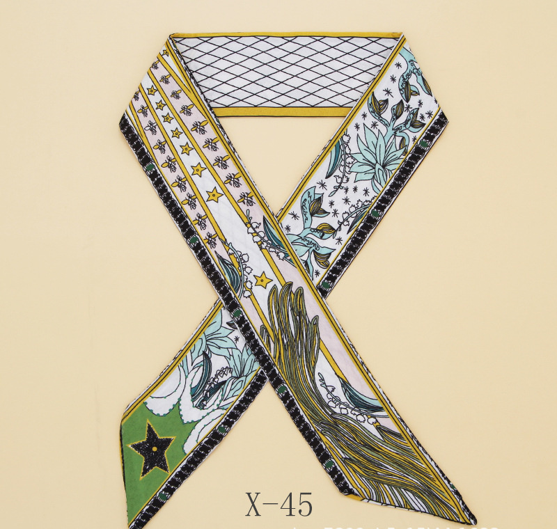 スカーフ 多彩柄細スカーフ ツイリー バッグ飾り首元アクセント