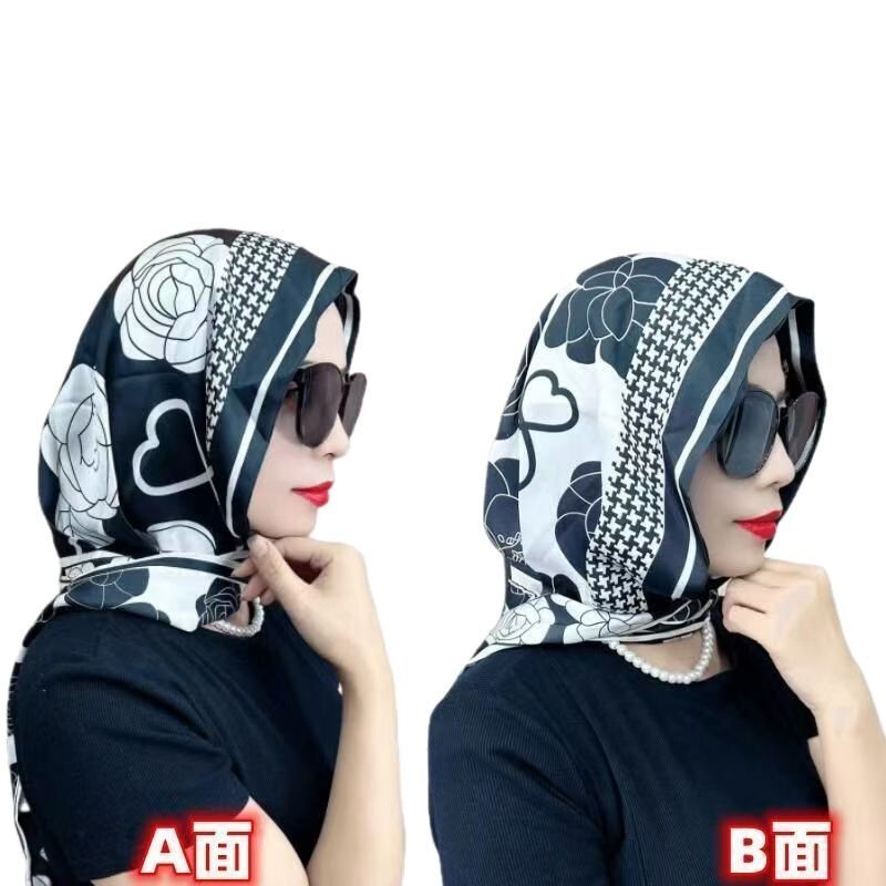 スカーフ 両面使える上質シルクスカーフ