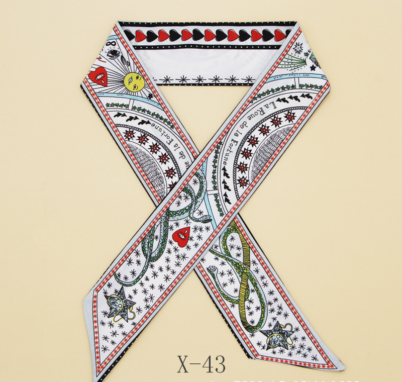 スカーフ 多彩柄細スカーフ ツイリー バッグ飾り首元アクセント