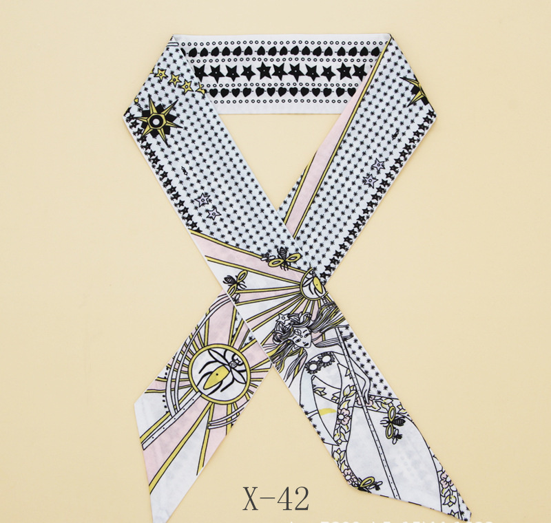 スカーフ 多彩柄細スカーフ ツイリー バッグ飾り首元アクセント