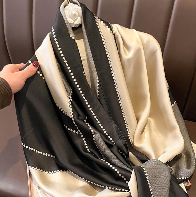 スカーフ 秋冬レディース大判スカーフ幾何学柄復古風