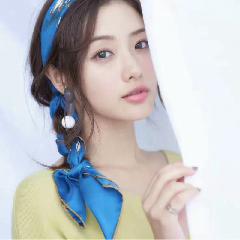 スカーフ 優美な絹模様ヘアスカーフ
