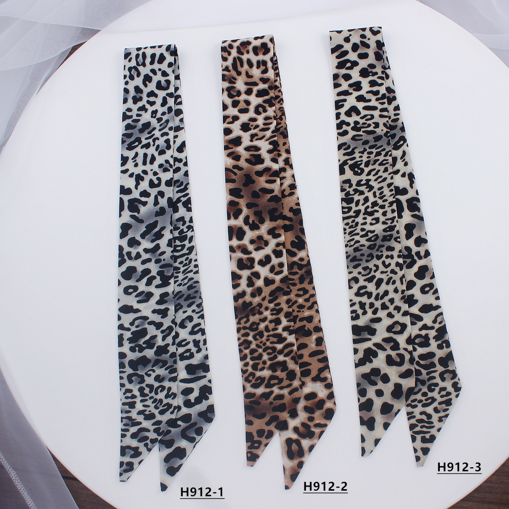 スカーフ 豹柄細スカーフ 長方形ツイリータイプ バッグ飾り対応