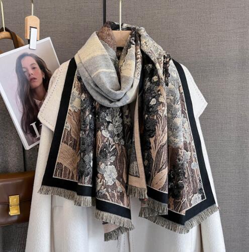 スカーフ 花柄大判ストール 秋冬マフラー レディース