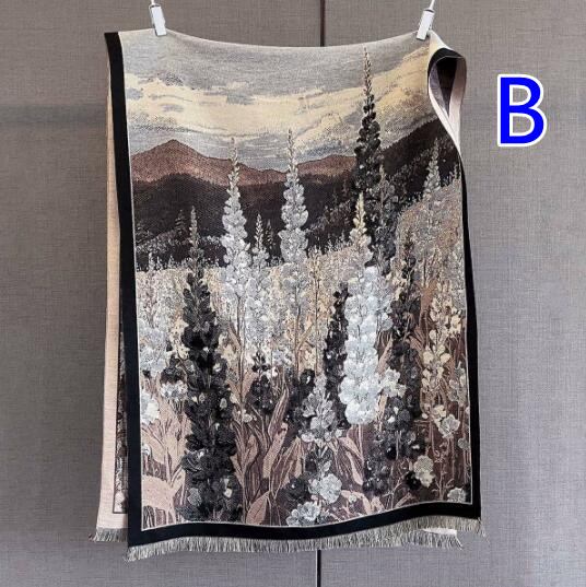 スカーフ 花柄大判ストール 秋冬マフラー レディース