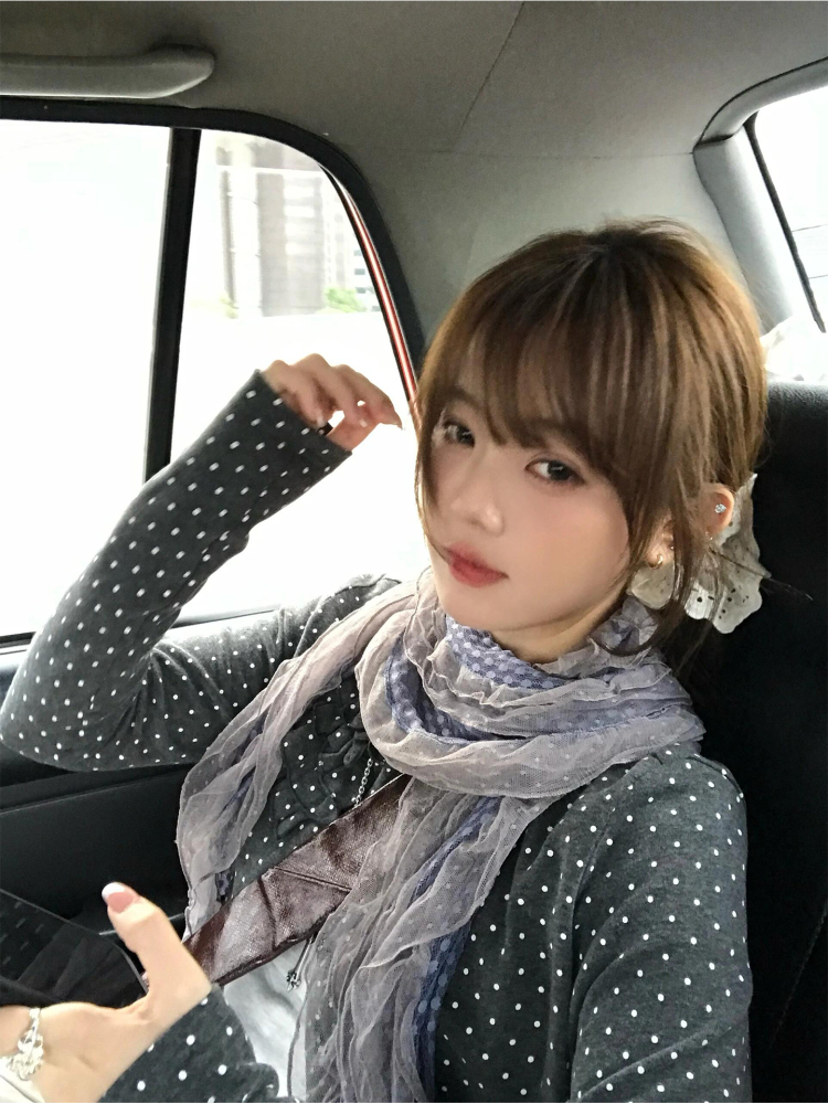 スカーフ 透かし織り水玉模様スカーフ