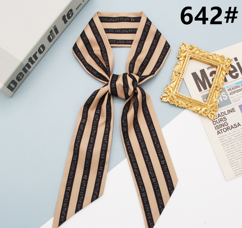 スカーフ 花柄ストライプ細スカーフ 長方形ツイリー