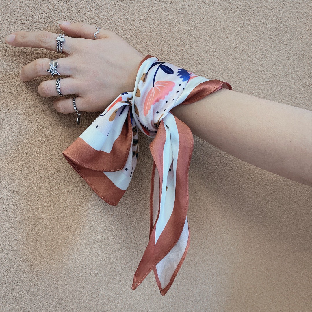 スカーフ 花柄プリントスカーフ シルク風ショール 春夏用