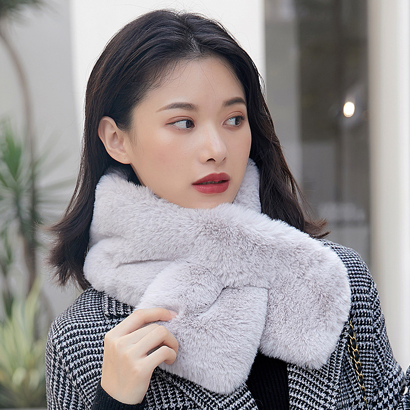 スカーフ ふんわり柔らかスカーフ巻き付けタイプ　ファー