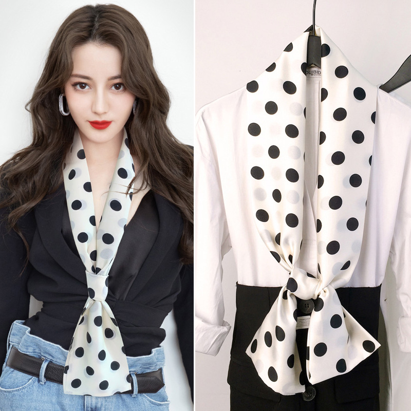 スカーフ 幾何学模様ロングスカーフ細巾タイプ