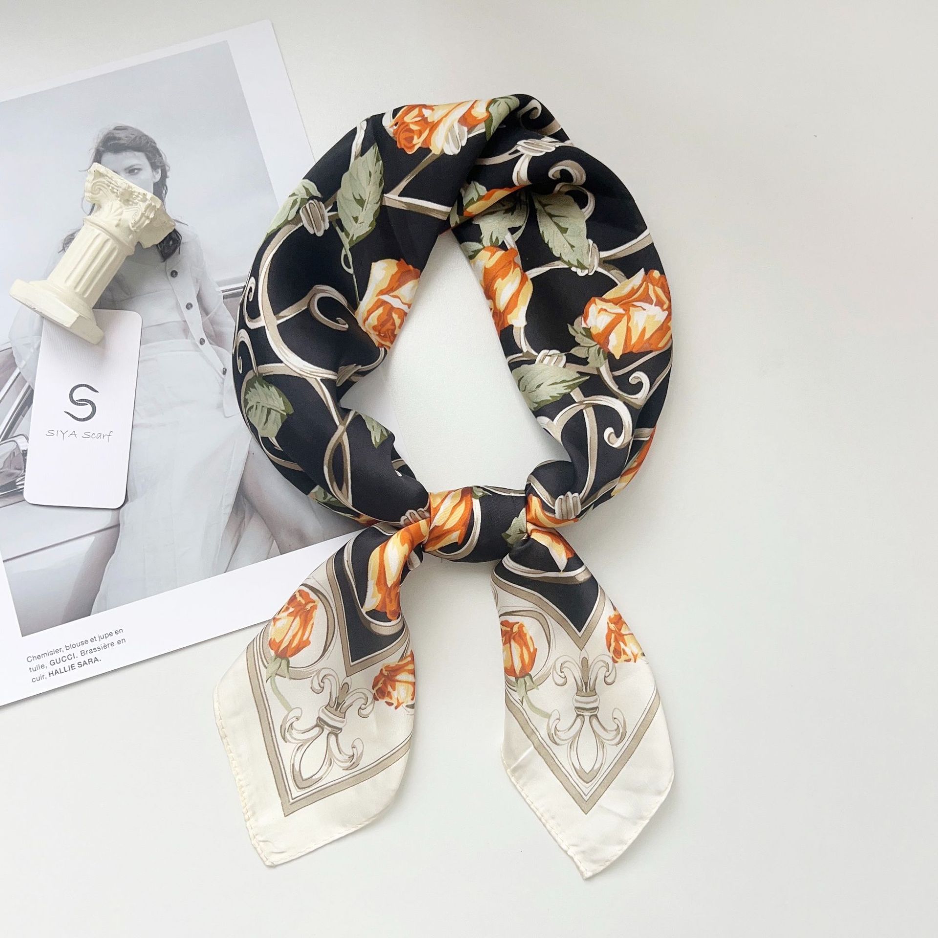 スカーフ 幾何学模様シェブロンストライプ細長スカーフ