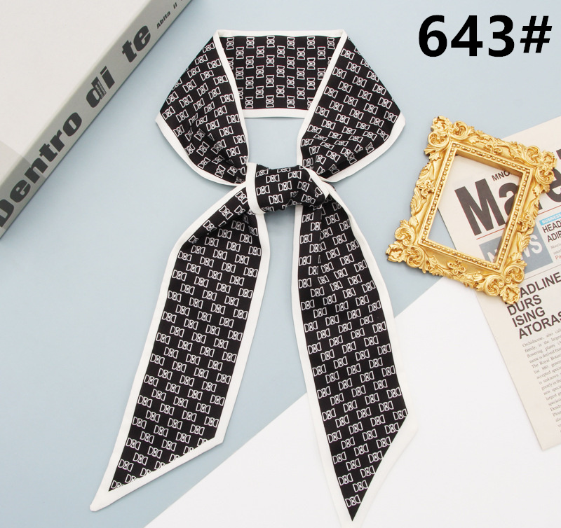 スカーフ 花柄ストライプ細スカーフ 長方形ツイリー