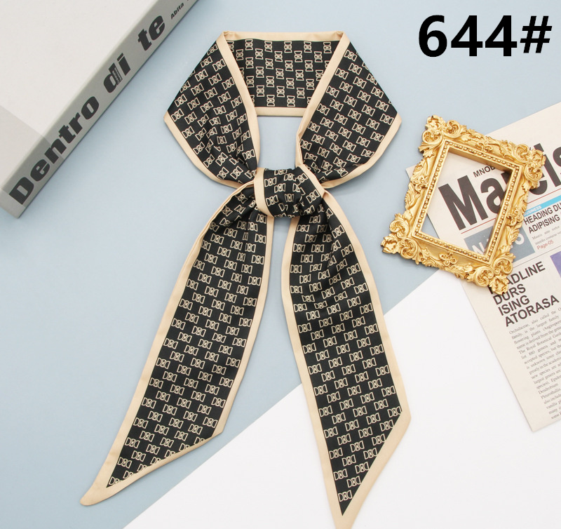 スカーフ 花柄ストライプ細スカーフ 長方形ツイリー