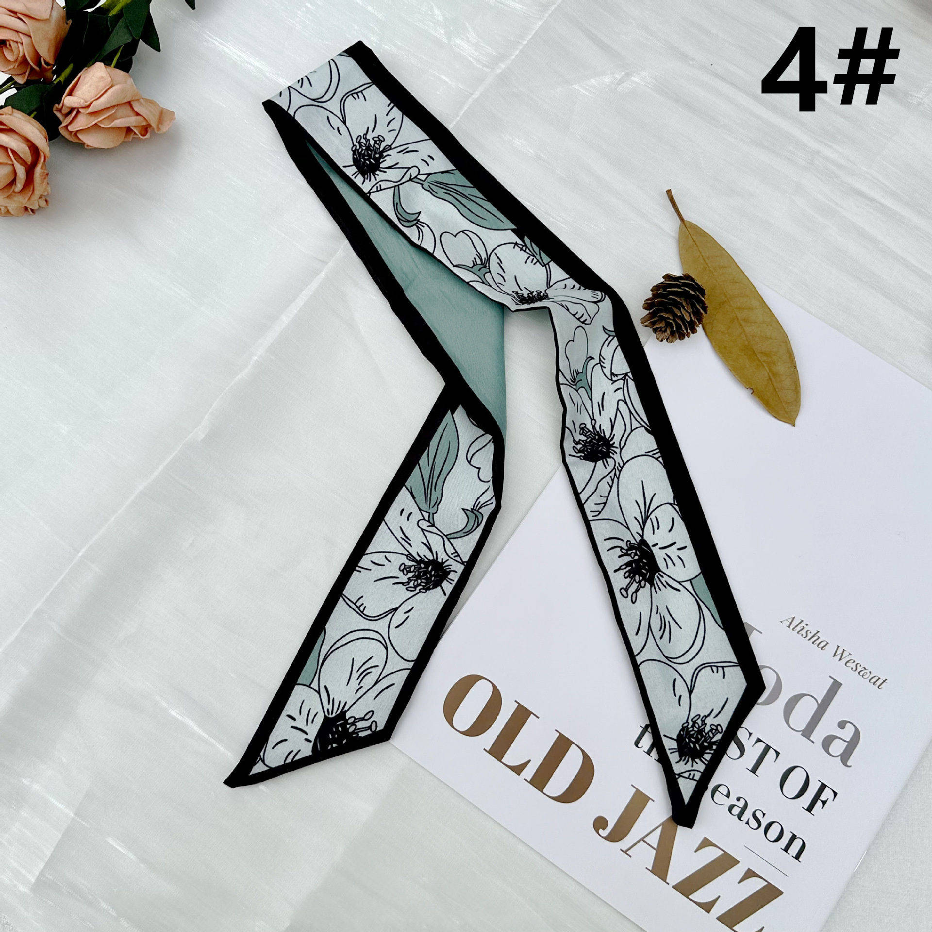 スカーフ 花柄細スカーフ ツイリー風ネッカチーフ バッグ飾り