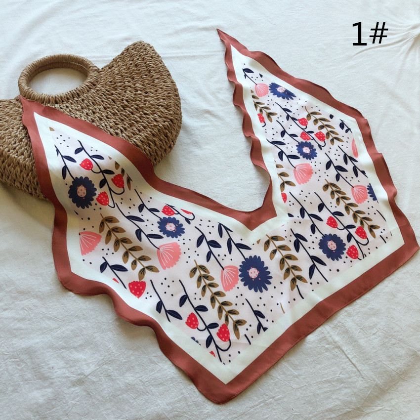 スカーフ 花柄プリントスカーフ シルク風ショール 春夏用