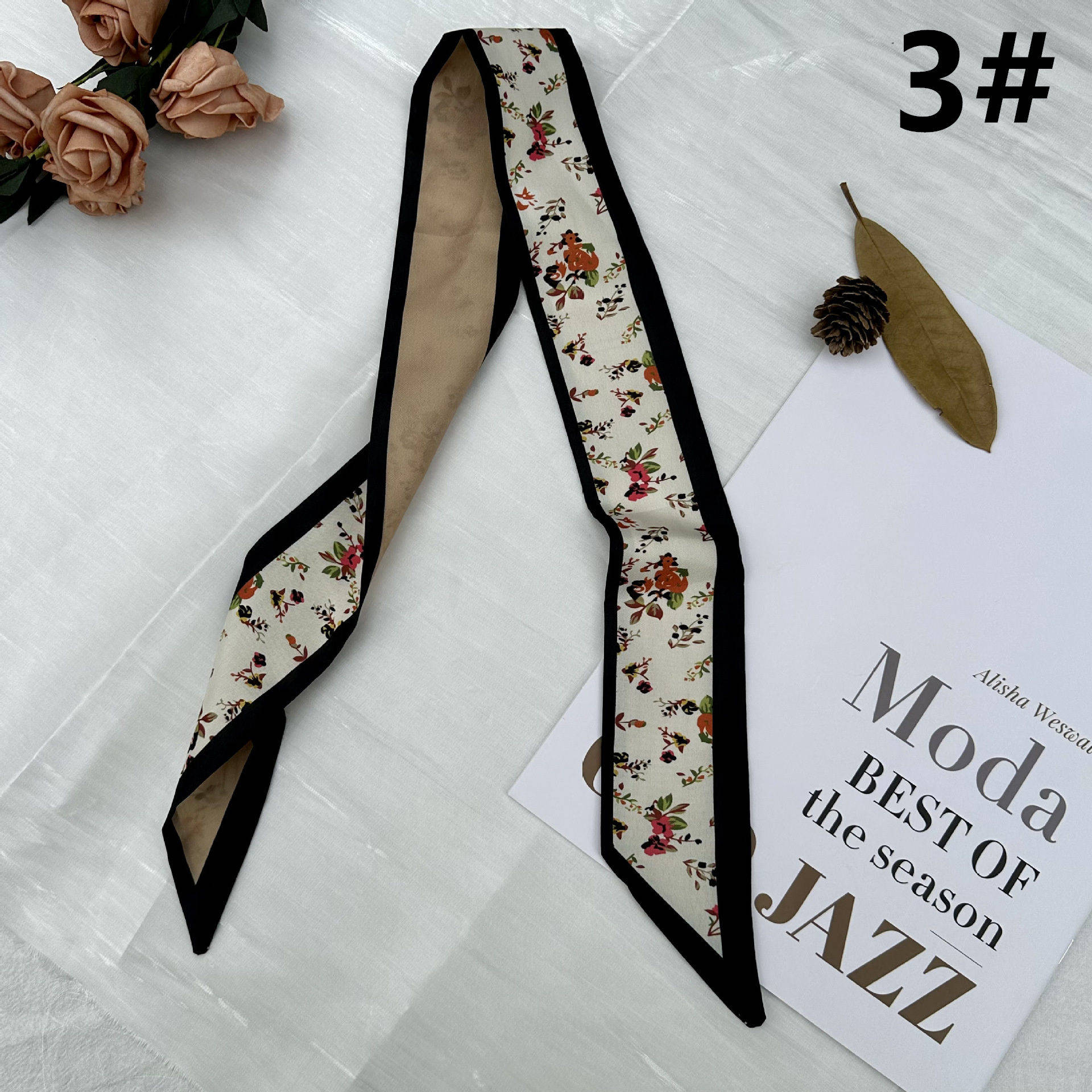 スカーフ 花柄細スカーフ ツイリー風ネッカチーフ バッグ飾り