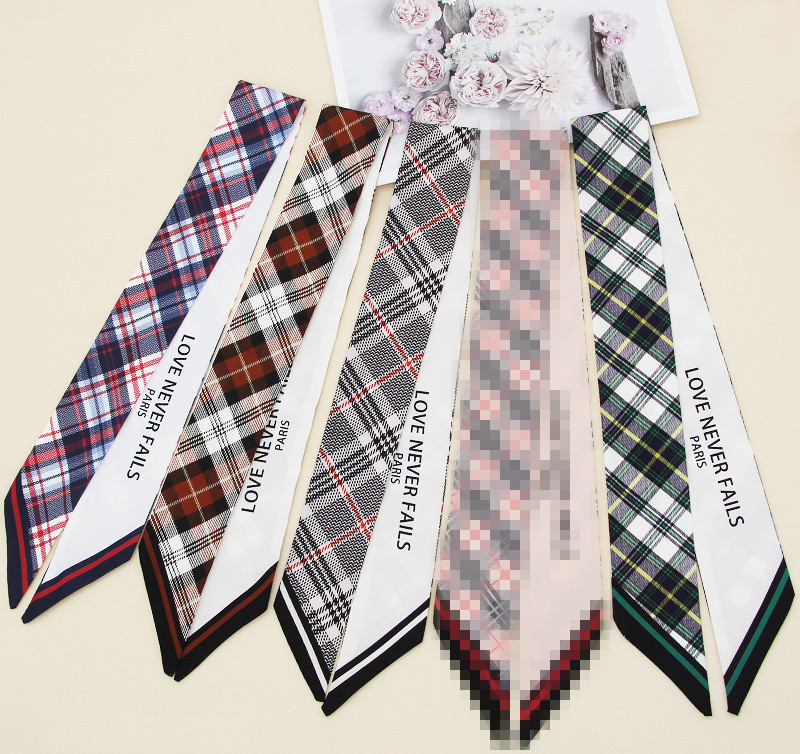 スカーフ チェック柄細スカーフ バッグ用ツイリー