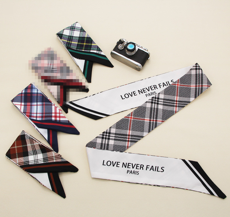 スカーフ チェック柄細スカーフ バッグ用ツイリー