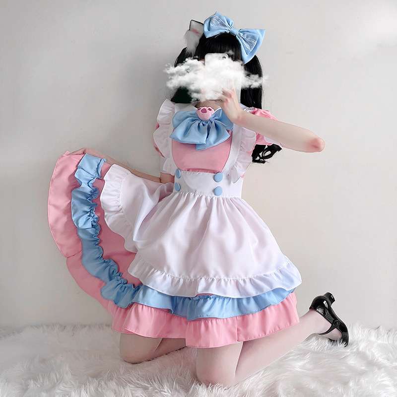 メイド服 フリルたっぷりメイド風ワンピース