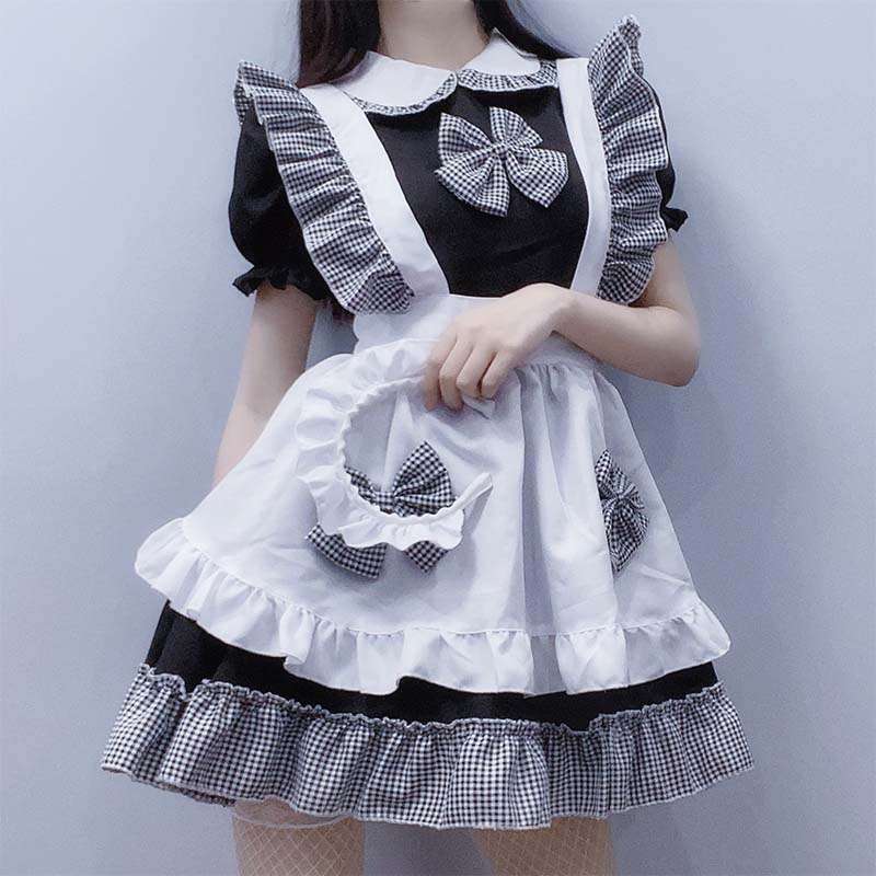 メイド服 フリルたっぷりメイド風ワンピース