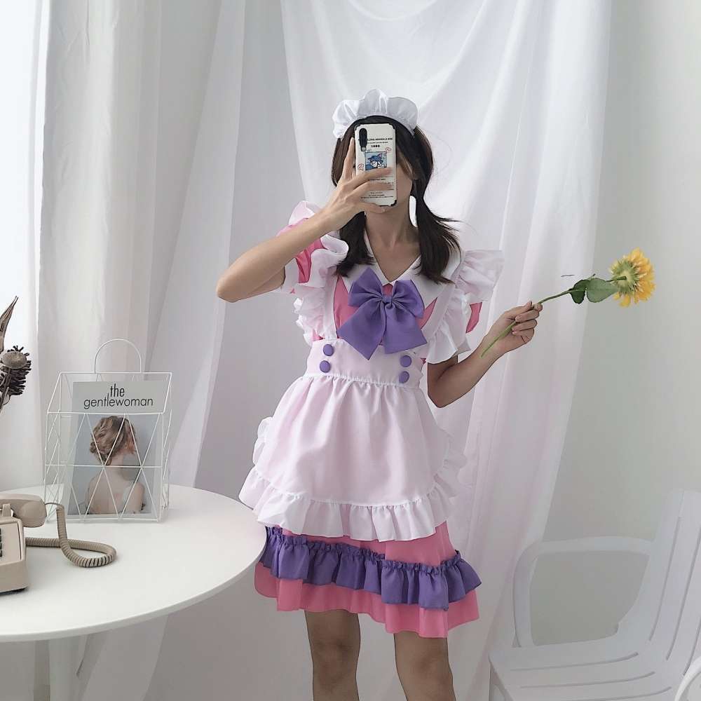 ふんわりメイド服エプロンワンピース