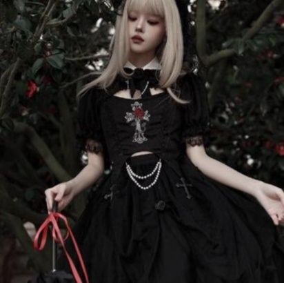黒の魔女風メイド服 仮装 ゴシック調セットアップ