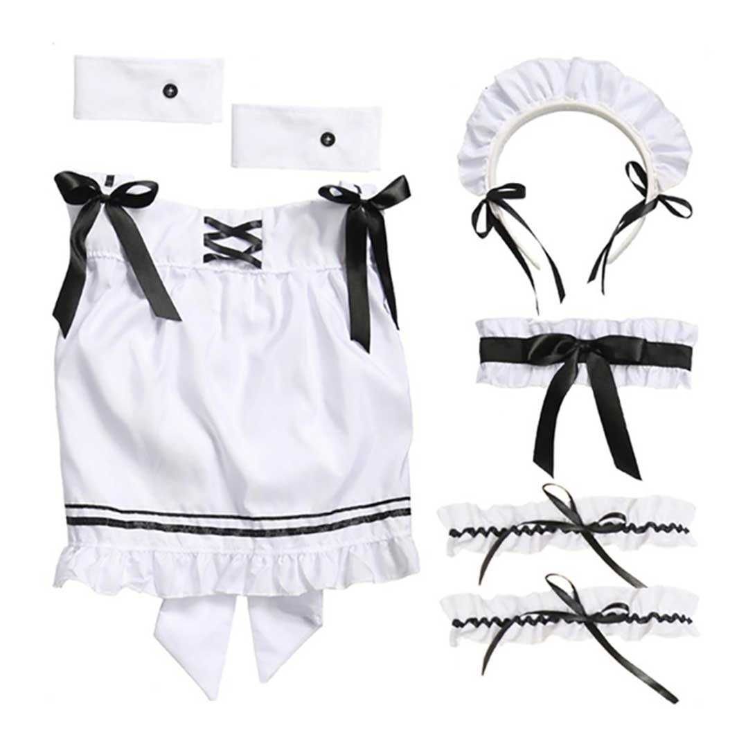 黒メイド服 定番コスプレ衣装 白エプロン付き ハロウィン仮装