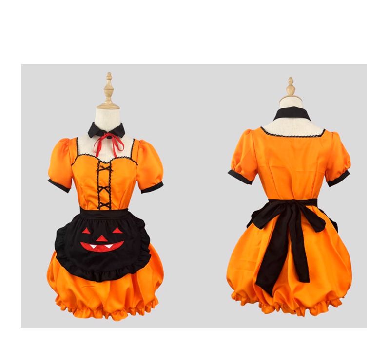 メイド服 かぼちゃ顔刺繍付き秋祭りメイド衣装セット