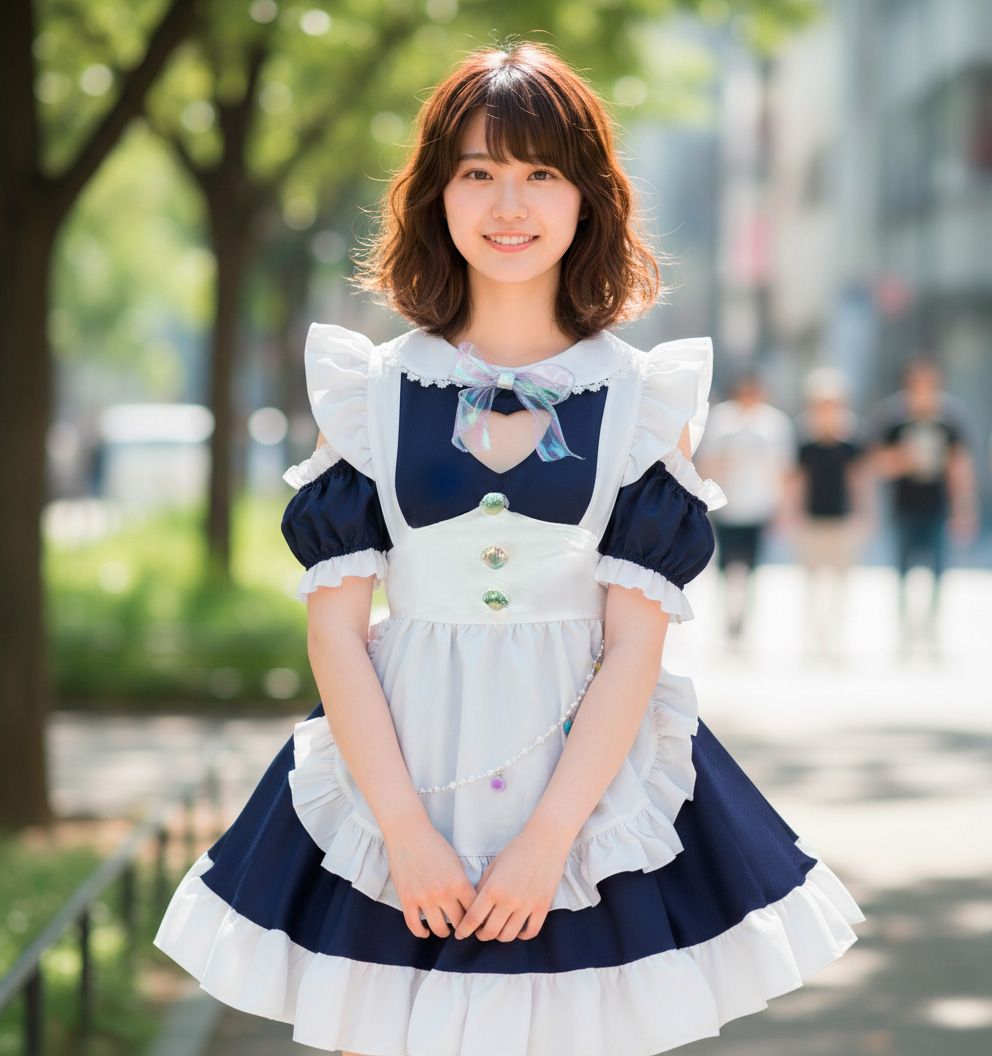フリルたっぷりメイド服ワンピース