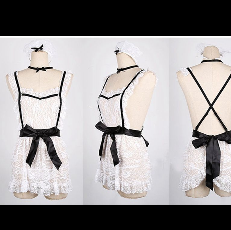 白色レース セクシー系メイド服 大きいサイズ対応