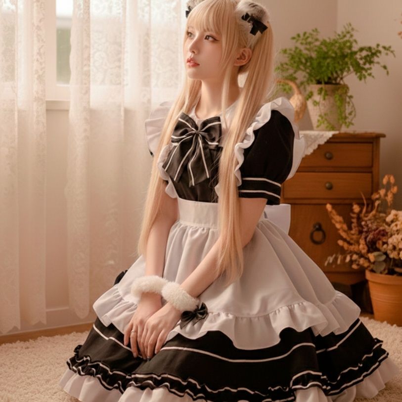 メイド服 優雅な令嬢風多層フリルメイド衣装