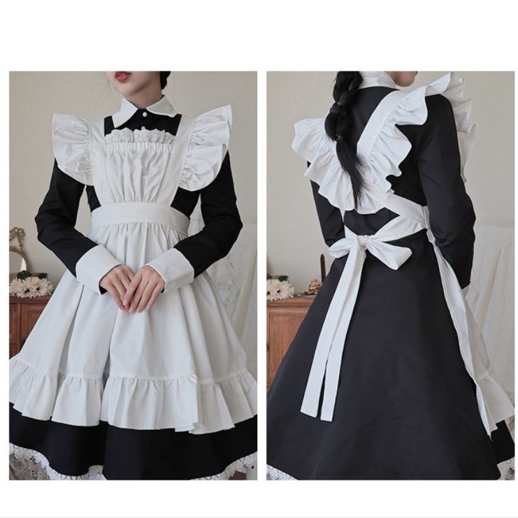 メイド服 クラシカル袖フリル襟付きメイド服セット