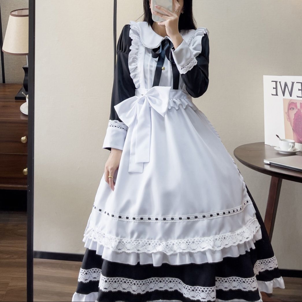 メイド服 丸襟フリル付き長袖クラシカルメイド服