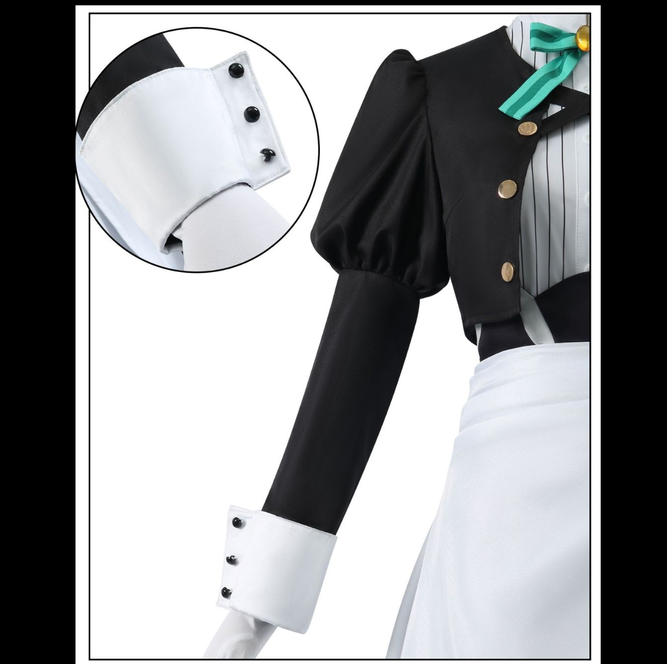 メイド服 宝石飾りリボンとパフスリーブの優雅なメイド服