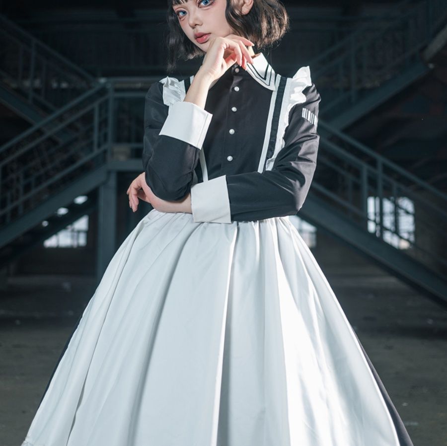 メイド服 襟元装飾長袖クラシカルメイド服