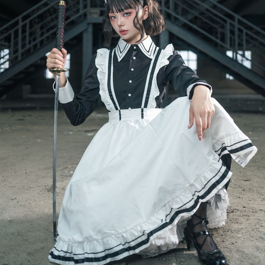 メイド服 襟元装飾長袖クラシカルメイド服